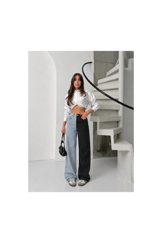 Bluemarlin Çift Renkli Bol Paça Denim/kot Pantolon Çok Renkli