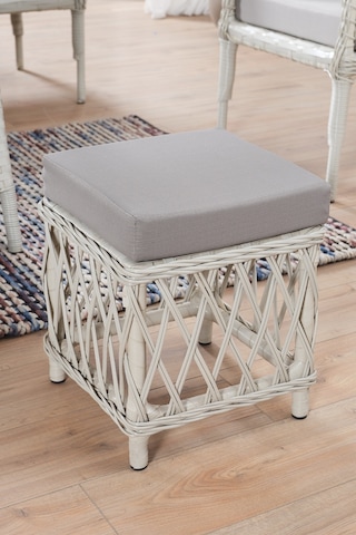 Joy Rattan Puflu Bahçe Balkon Takımı 3+1+1+ Camlı Masa Kemik Rengi Kemik