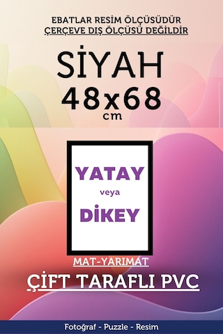 Siyah-22mm-48x68 Cm Mat Pvc Li Camsız Fotoğraf 1000 Parça Puzzle Belge Çerçeve Yatay Dikey Asılabilme. 35553969