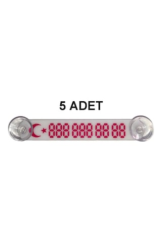 Beyaz-Kırmızı Araç Park Telefon Numaratörü -5 ADET- Tel No Göste