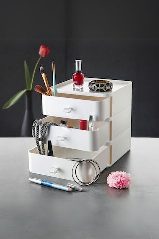 3 Çekmeceli Takı Ve Makyaj Kutusu 20 X 20 X 24 Cm Çok Renkli