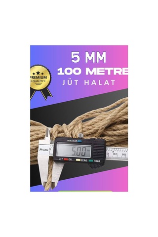 5 Mm 100 Metre Jüt Halat Dekoratif Hasır İp Urgan Süs Evimdeyokyok