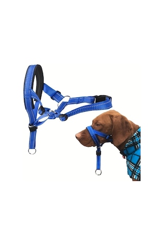 Elmpaly Mavi Yeni Rahat Köpek Başlığı Tasması, Ayarlanabilir Çekmeyi Önleyen Yansıtıcı