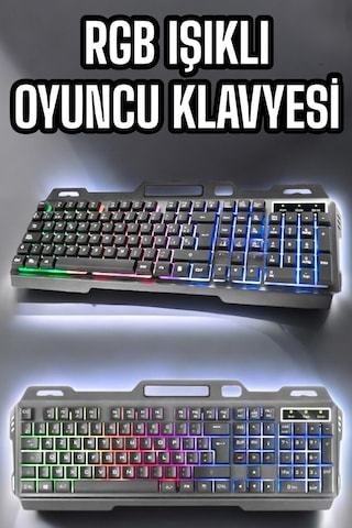 Led Işıklı Oyuncu Klavye Usb Girişli Rgb Işıklı Q Klavye Mouse - Lisinya