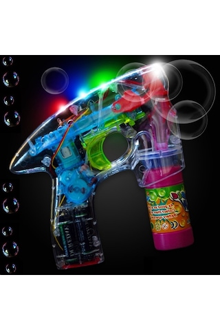 Yılbaşı Hediyeleri Renkli Işıklı Köpük Tabancası Bubbles Gun Baloncuk Tabancası + 2 Özel Yedek Köpük 1.kalite