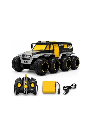 Uzaktan Kumandalı Suda Karada Gidebilen 8 Tekerli Amfibi Araba 25 Cm Siyah