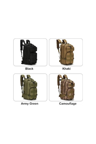 Ebitda Siyah, Haki, Kamuflaj Oxford Kumaş Sırt Çantası - 24x20x43cm - 4 Renk Seçeneği Çok Renkli