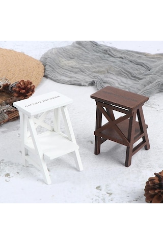 Jms Kahverengi Ev Ahşap Dekorasyon Sandalye Mini Raf Fotoğraf Sahne