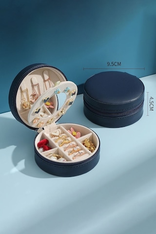 Chavin Deri Seyahat Yüzük Küpe Kolye Takı Kutusu St1-69lc Siyah