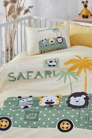 Bonjardinhome Safari Dijital Baskılı 3d Pamuklu Bebek Nevresim Takımı Sarı