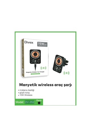 Divex Kablosuz Araç Şarj Cihazı Manyetik Wireless Şarj Aleti Dv-352
