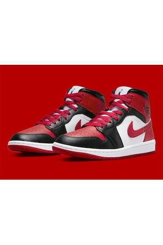 Nike Air Jordan 1 Mid 'bred Toe' Kadın Basketbol Ayakkabısı-sportxstore Kırmızı-siyah-beyaz