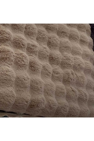 Bubble Tavşan Serisi Yumuşacık Tavşan Tüyü Kaymaz Taban Peluş Halı Taş Rengi