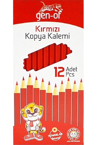 Gen-of Yuvarlak Kırmızı Kopya Kalemi 12 Adet