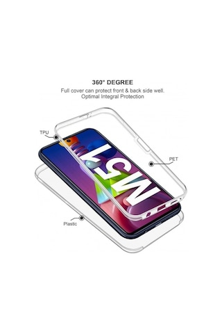 Teknomoda Samsung Galaxy Uyumlu M51 Kılıf 360 Şeffaf Ön Arka Korumalı Silikon