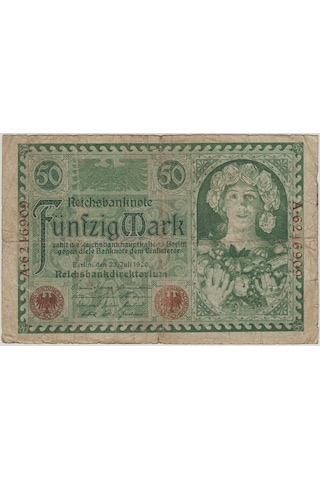 Almanya 50 Mark 1920 Weimar Cumhuriyeti Dönemi. Temiz.