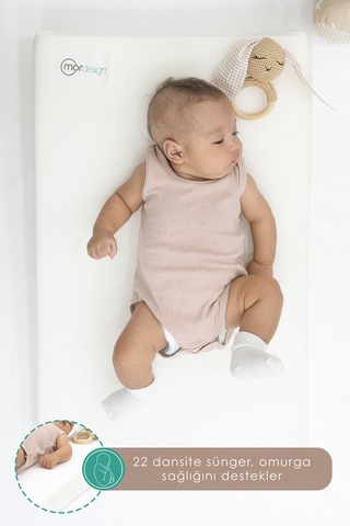 Mordesign Bebek Reflü Yatağı, Yıkanabilir Fermuarlı Tasarım, Yenidoğan Güvenli Yatış , Lyon Serisi Kırık Beyaz Zg989-2