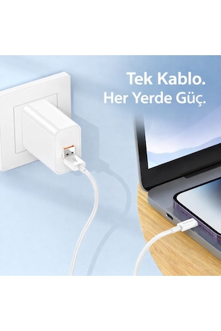 2 Si 1 Arada Usb-a / Usb-c Lightning Hızlı Şarj Ve Veri Kablosu Apple Uyumlu iPhone