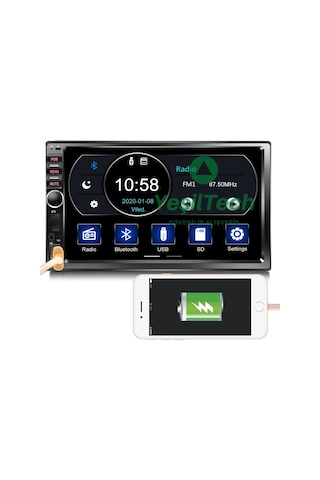 Kingwin  Oto Teyp 7 İnc+Geri Görüş Kamerası Bluetooth Mp5