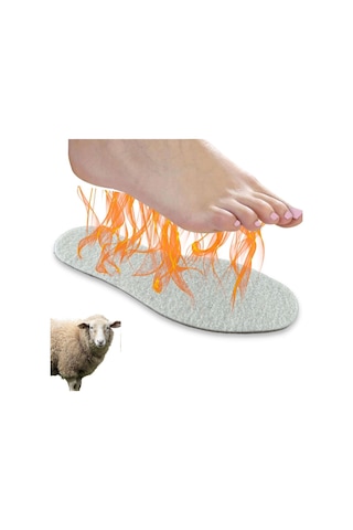 Hakiki Yün Keçe, Kışlık Krem Renkli Termal Tabanlık,36-37 Numara