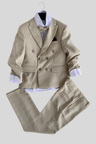 Montero Ceketli Mendilli Erkek Çocuk Takım Elbise Bej Bej