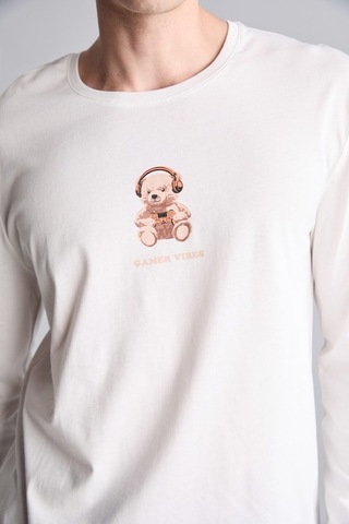 Defacto Regular Fit Baskılı Uzun Kollu 2li Pijama Takımı I3176ax26auer98 Ekru-er98