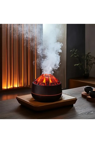 Techbloom 1pc Usb Şarjlı Mangal Kömürü Nemlendirici Renkli Gece Işığı Ayarlanabilir Sis Çıkışı Yatak Odası