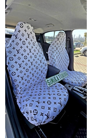 Lv Xl Beyaz Desen Otomobil 3d Baskılı Servis Kılıfı Ön Ve Arka 4parça Takım 1.kalite Likrali Penye Y 1 Takım