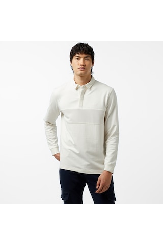 Nautica Erkek Kırık Beyaz Uzun Kollu Polo Düz K47307t Beyaz