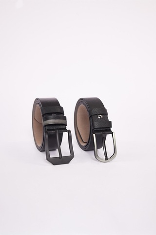 Tudors Erkek 2'li Set 3,5 Cm Klasik 4 Cm Spor Siyah Kemer-34501 Siyah
