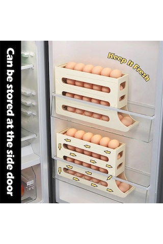 Ulzyvf Buzdolabı İçin 30 Yumurtalık Otomatik Dönen Katlı Yumurta Saklama Kutusu - Şeffaf Abs Şeffaf