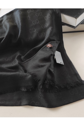 Miorel Scarfs G Desen Çift Taraflı Kaşmir İpek Şal 4 Mevsim Soft Pamuklu Şal Siyah