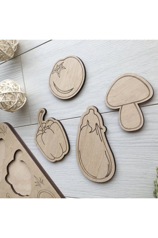 Ahşap Montessori Sebzeler Eğitici Puzzle