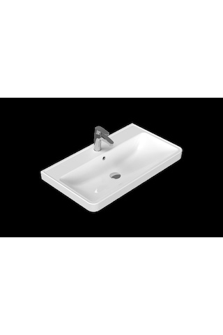 Turkuaz Cerastyle Luna 80 46 Cm Etajerli Damlalıklı Lavabo Beyaz