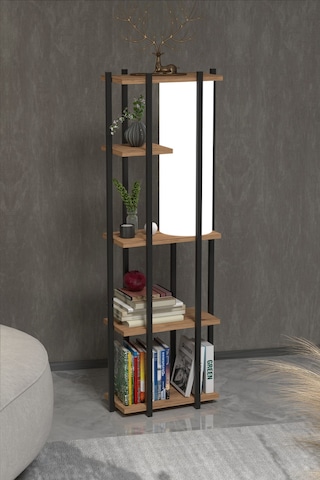 Retohome 5 Raflı Lambaderli Kitap Rafı.,kitaplıklı Lambader Atlan Beyaz