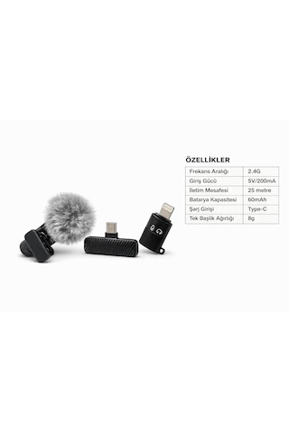 2.4g 60mah Çift Set Kablosuz Yaka Mikrofonu Typec-lightning Gürültü Önleyici Tak Çalıştır Vlog Röportaj İçin Canlı Yayın 8 Gram
