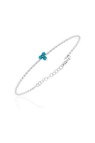 Gümüş Bilezik - Mini Firuzeli Burgu 925 Ayar Gümüş Bilezik Gümüş