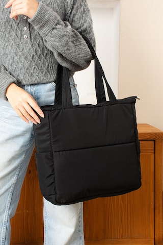 Orijinal Geniş Hacimli Su Geçirmez Puf Şişme Shopper Okul Spor İş İçin Büyük Boy Omuz Ve Kol Çantası Siyah