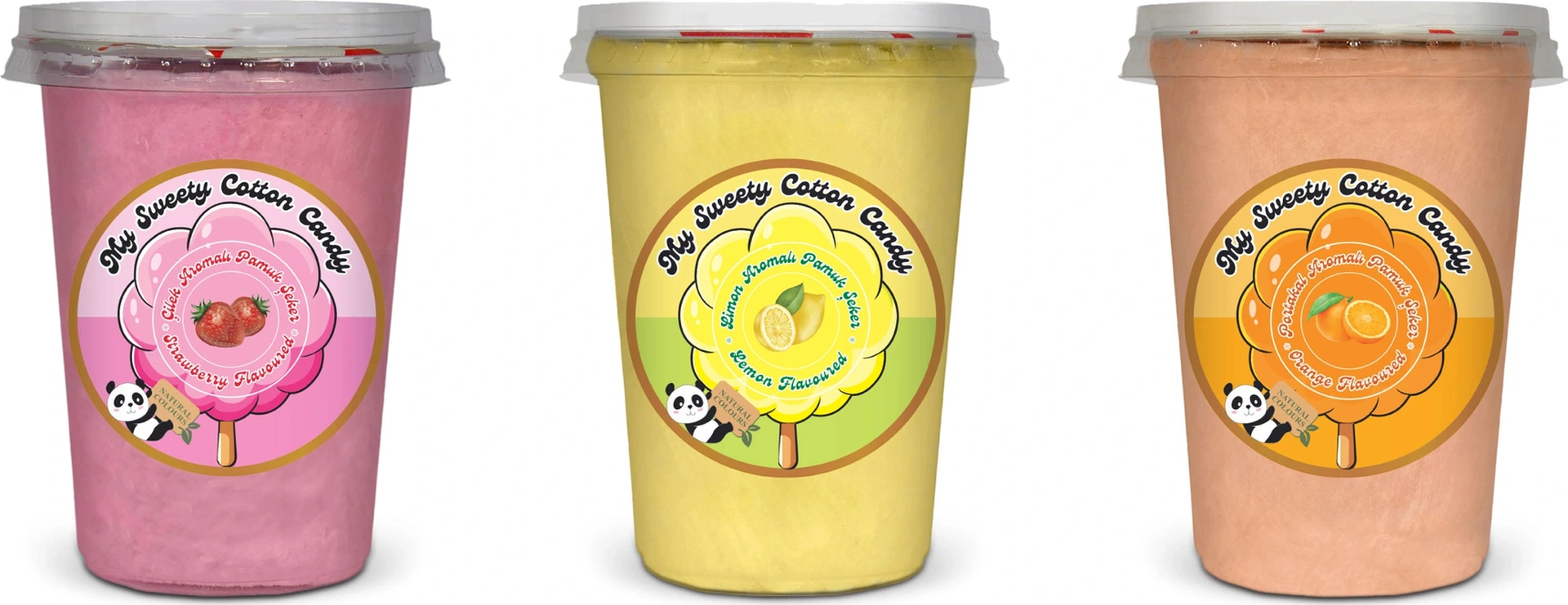 Çilek, Limon, Portakal Aromalı 3'lü Gurme Pamuk Şekerler