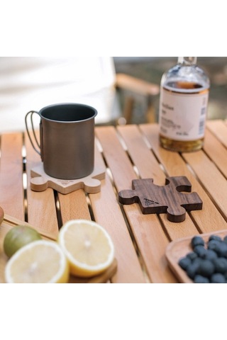 Ebitda Ahşap Kupa Altlığı Kayın Ceviz, Isı Yalıtım Kupa Matı Yapboz Şekli, Çok Renkli Çok Renkli