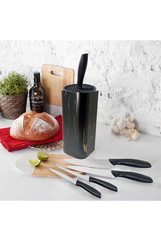 Şefe Özel Akrilik Plastik Standlı Colte Terra 6 Parça Bıçak Seti Siyah