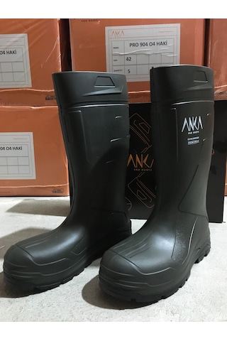 Mekap Anka Pro904 Pu Çizme Uzun Haki O4 Çelik Burunsuz Tüm Nolar
