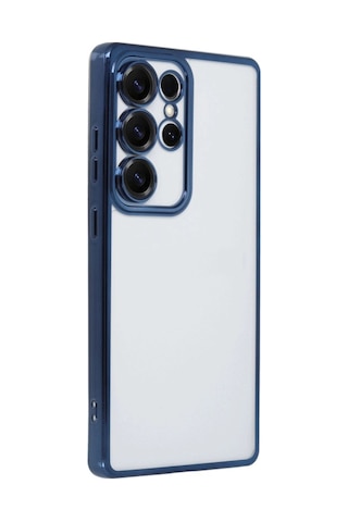 Samsung Samsung Uyumlu Galaxy S25 Ultra Kılıf Razer Lensli Silikon - Lacivert
