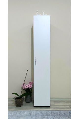 Tek Kapaklı 5 Raflı Çok Amaçlı Banyo Mutfak Kiler Dolabı Beyaz