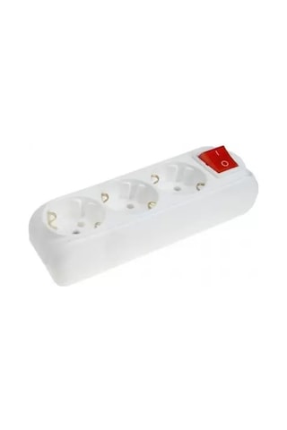 Almera 3'lü Anahtarlı Topraklı Klemensli Grup Priz Kablosuz Beyaz