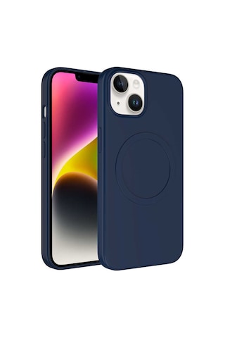 Apple Uyumlu iPhone 14 Plus Uyumlu Magsafe Wireless Şarj Özellikli Pastel Renk Silikon Zore Plas Kılıf-laci Lacivert -