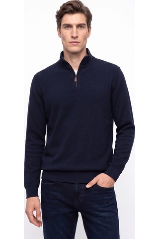 Mustang Lacivert Erkek Fermuarlı Basic Nakışlı Sweatshirt M6wm-swt1591