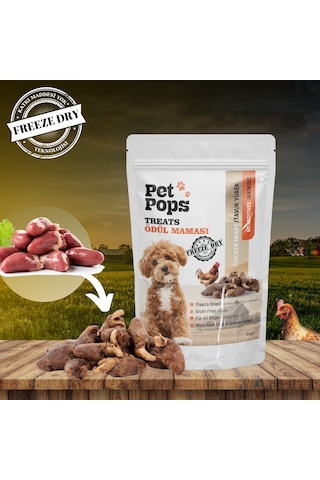 Petpops Tavuk Yürek Freeze Dry Köpek Ödül Maması 40 G