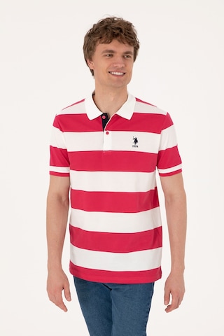 U.S. Polo Assn. Erkek Regular Fit Vişne Polo Yaka Çizgili Tişört 50306827-VR223