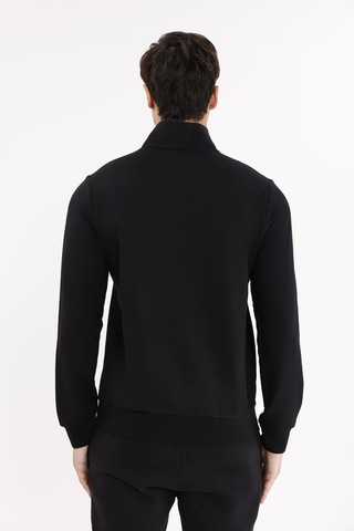 Rowinger Üç Cepli Yaka Detaylı Fermuarlı Rahat Kesim Ribana Manşetli Mevsimlik Sweatshirt Black